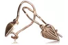 Vintage rose pink 14k 585 gold  Vintage heart earrings ven090