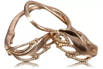 Vintage rose pink 14k 585 gold  Vintage leaf earrings ven092