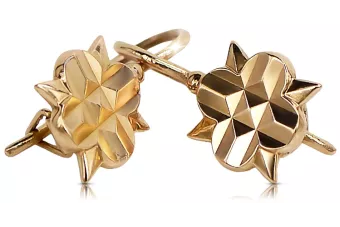 Vintage rose pink 14k 585 gold  Vintage leaf earrings ven098