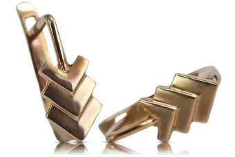 Русская роза розовая Советская 14к 585 золото СССР Винтажные серьги из листьев ven100