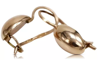 Vintage rose pink 14k 585 gold  Vintage pear earrings ven101