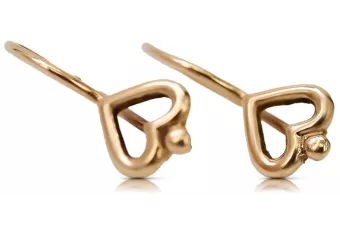 Vintage rose pink 14k 585 gold  Vintage heart earrings ven102