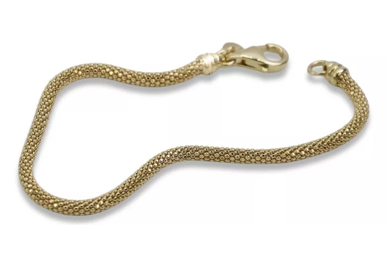 Amarillo italiano 14k oro 585 Nueva pulsera de cuerda cordón hueco cb075y