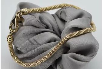 Amarillo italiano 14k oro 585 Nueva pulsera de cuerda cordón hueco cb075y