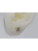 Italian 14k 585 yellow gold crown zircon earrings cec019yw