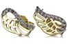 Italian 14k 585 yellow gold wings zircon earrings cec002yw