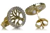 Italian 14k yellow gold zircon lucky tree earrings cec005y