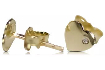 Boucles d’oreilles en zircon jaune italien 14k 585 coeur coeur cec006y