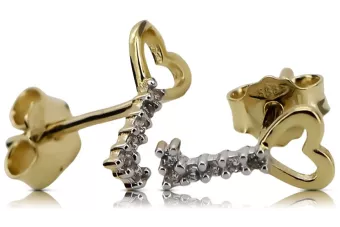 Italian 14k 585 yellow gold key zircon earrings cec020yw