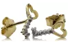 Italian 14k 585 yellow gold key zircon earrings cec020yw