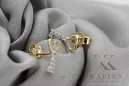 Boucles d'oreilles italiennes en or jaune 14 carats 585 avec clé et zircon cec020yw