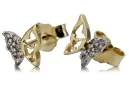 boucles d'oreilles en or 14 carats couronne 585 avec zircons cec019yw