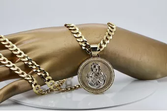 Злато 14k 585 Весела висулка икона с верижка Gourmette pm027yw37&cc099y90g