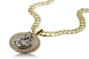 Gold 14k 585 Merry-Anhänger-Symbol mit Gourmette-Kette pm027yw37&cc099y90g