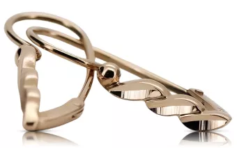 Руска роза розова съветска 14k 585 злато СССР реколта листа обеци ven105