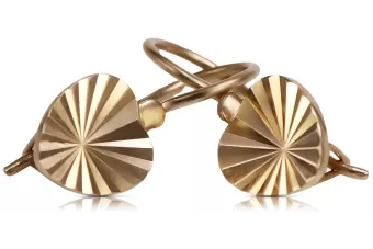 Vintage rose pink 14k 585 gold  Vintage leaf earrings ven113