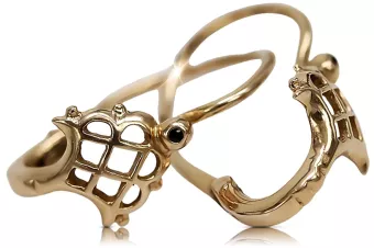 Rosa rusa rosa soviético 14k 585 oro URSS Pendientes de hoja vintage ven114