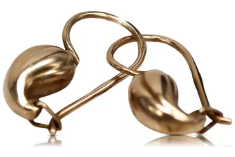 Руска роза розова съветска 14k 585 злато СССР реколта круша обеци ven115