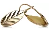 Vintage rose pink 14k 585 gold  Vintage leaf earrings ven116