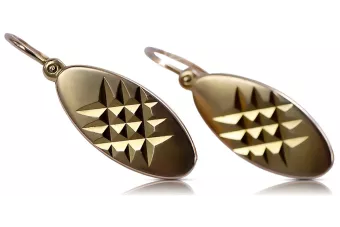 Русская роза розовая Советская 14к 585 золото СССР Винтажные серьги из листьев ven117