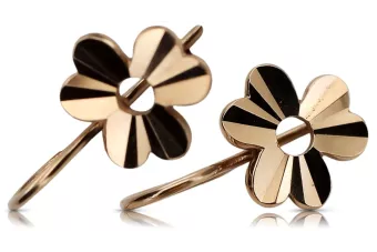 Руска роза розова съветска 14k 585 злато СССР Реколта листа обеци ven120