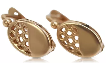 Русская роза розовая Советская 14к 585 золото СССР Винтажные овальные серьги ven123