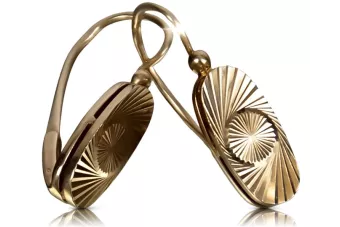 Rosa rusa rosa soviético 14k 585 oro URSS Pendientes ovalados vintage ven124