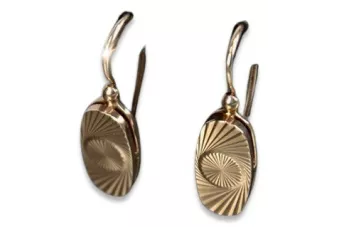 Vintage rose pink 14k 585 gold  Vintage oval earrings ven124