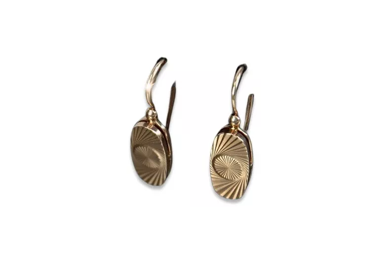 Vintage rose pink 14k 585 gold  Vintage oval earrings ven124