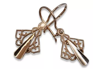 Rosa rusa rosa soviético 14k 585 oro URSS Pendientes de hoja vintage ven127