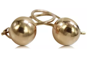 Vintage rose pink 14k 585 gold  Vintage ball earrings ven130