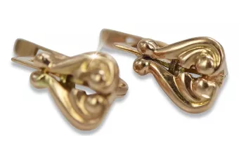 Russische Rose Rosa Sowjet 14k 585 Gold UdSSR Vintage Herz Ohrringe ven132