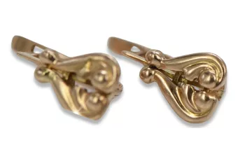 Russische Rose Rosa Sowjet 14k 585 Gold UdSSR Vintage Herz Ohrringe ven132