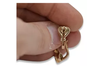 Russische Rose Rosa Sowjet 14k 585 Gold UdSSR Vintage Herz Ohrringe ven132