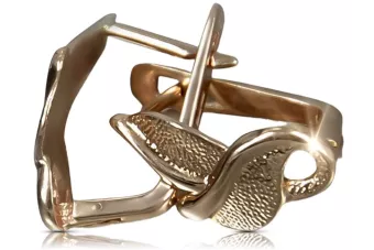 Російська троянда рожева радянська 14к 585 золото СРСР Старовинні сережки-листочки ven133