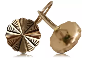 Vintage rose pink 14k 585 gold  Vintage flower earrings ven135