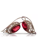 Rose rose 14k 585 boucles d'oreilles Ruby Gold Vec023 Vintage