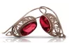 Rose pink 14k 585 gold ruby earrings vec023 Vintage Russian Soviet style