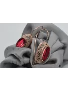 Rose pink 14k 585 gold ruby earrings vec023 Vintage Russian Soviet style
