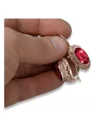 Rose pink 14k 585 gold ruby earrings vec023 Vintage Russian Soviet style