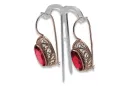 Rose rose 14k 585 boucles d'oreilles Ruby Gold Vec023 Vintage