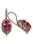 Rose rose 14k 585 boucles d'oreilles Ruby Gold Vec023 Vintage