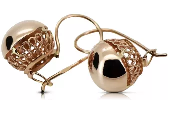 Vintage rose pink 14k 585 gold  Vintage ball earrings ven122