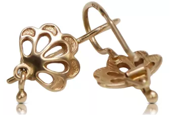 Руска роза розова съветска 14k 585 злато СССР реколта листа обеци ven136