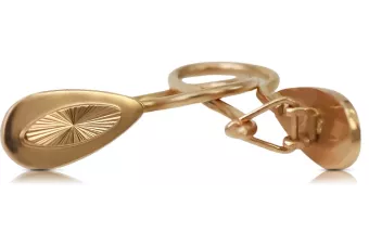 Rosa rusa rosa soviético 14k 585 oro URSS Pendientes de hoja vintage ven138