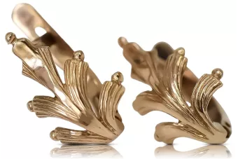 Vintage rose gold leaf earrings 14k 585  Vintage ven139