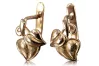 Vintage rose pink 14k 585 gold  Vintage leaf earrings ven142