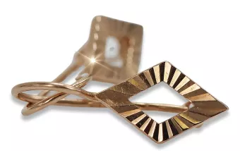 Rusă roz roz sovietic 14k 585 aur URSS Vintage cercei patrati ven144