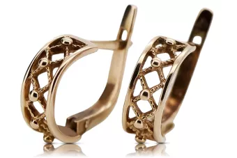 Руски розово розово съветски 14k 585 злато СССР реколта обръчи ven145