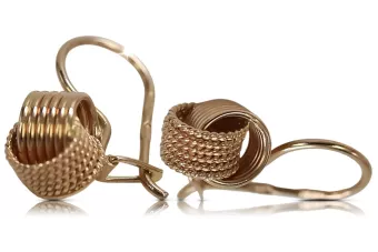 Rosa rusa rosa soviético 14k 585 oro URSS Vintage Hoops ven149